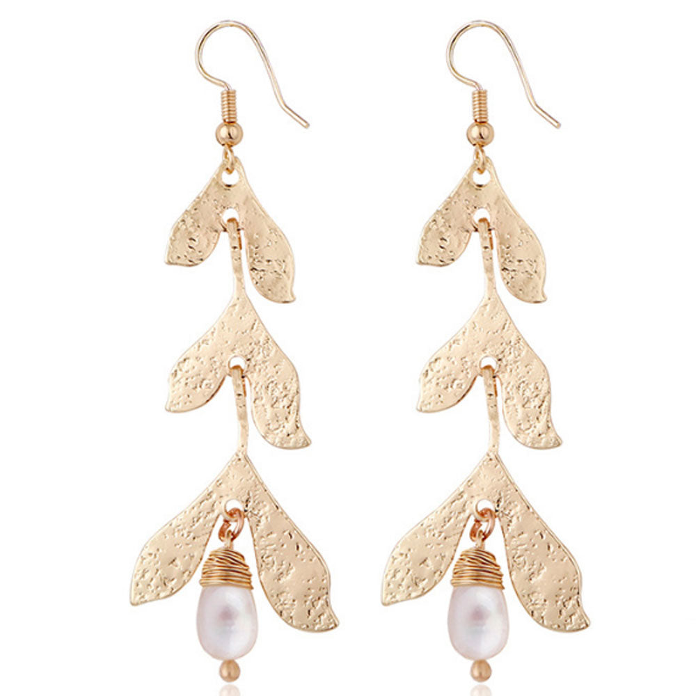 handmade fashionable bohemian Korean fresh water pearl long dangling earrings jewelry for lady