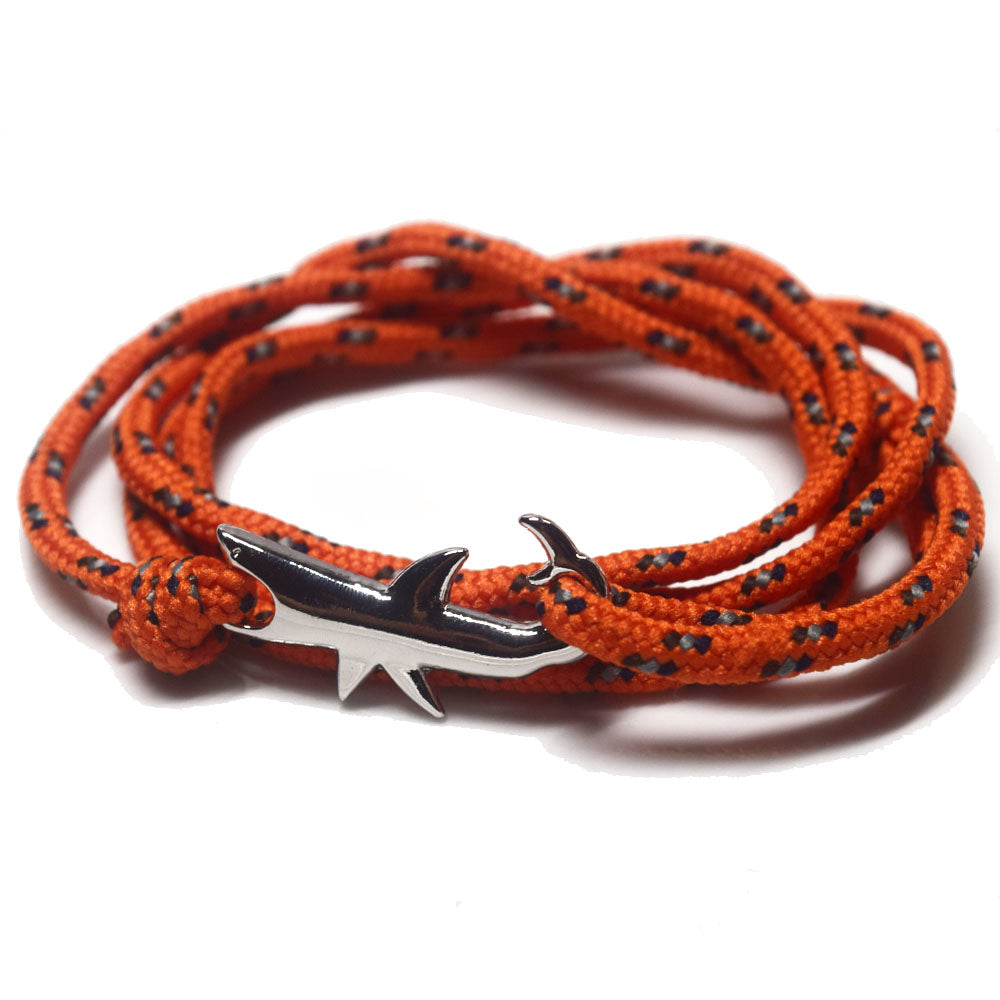 Hope Inspiration Nylon cord Shark charm bracelet handmade beach fashion jewelry Double Layers