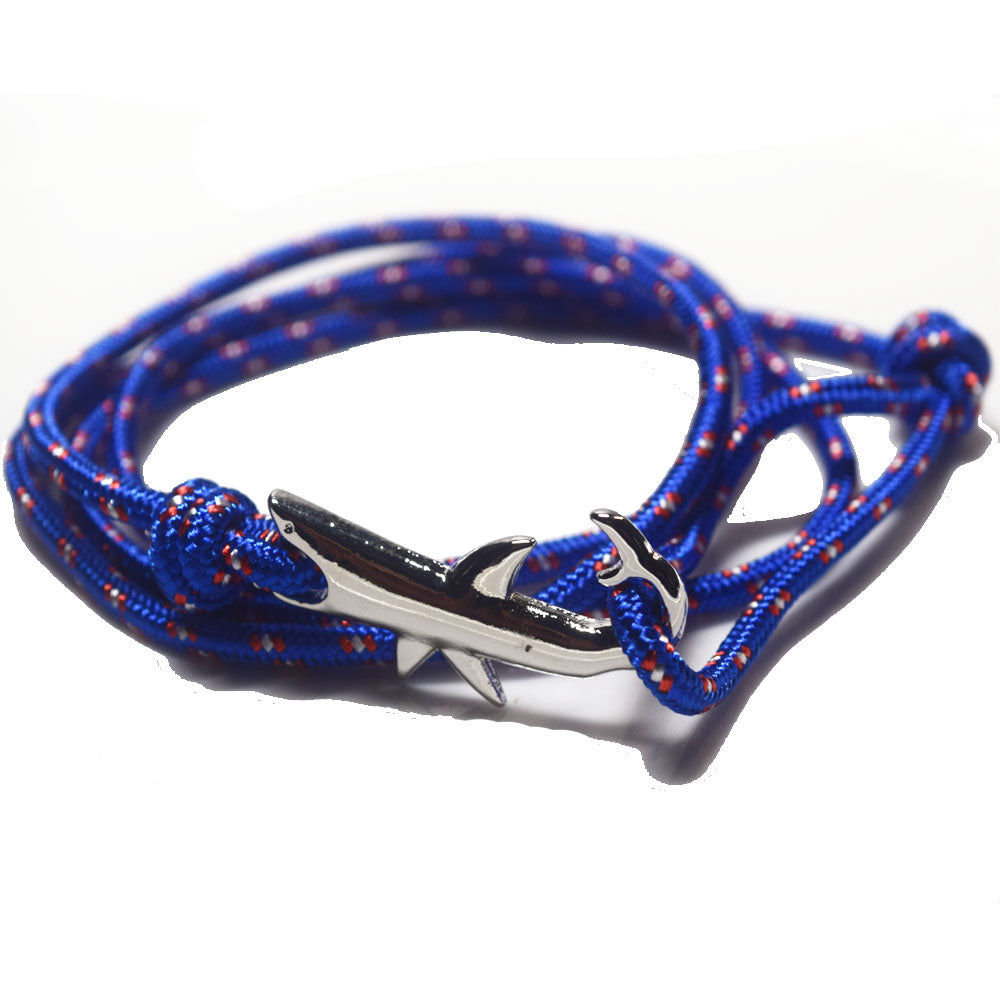 Hope Inspiration Nylon cord Shark charm bracelet handmade beach fashion jewelry Double Layers