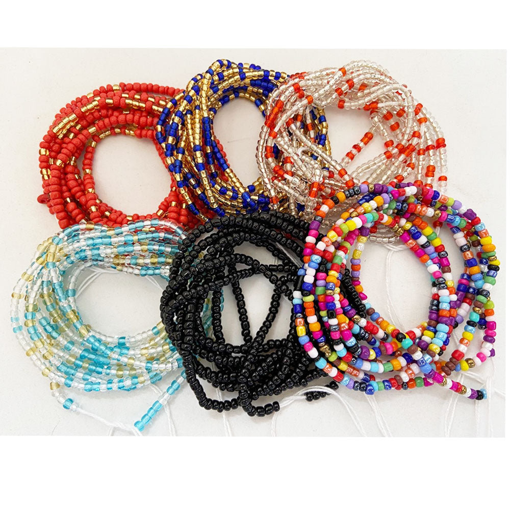 adjustable Ladies sexy loss weight plus size African ghana cotton string tie on body belly chain waist beads jewelry for party