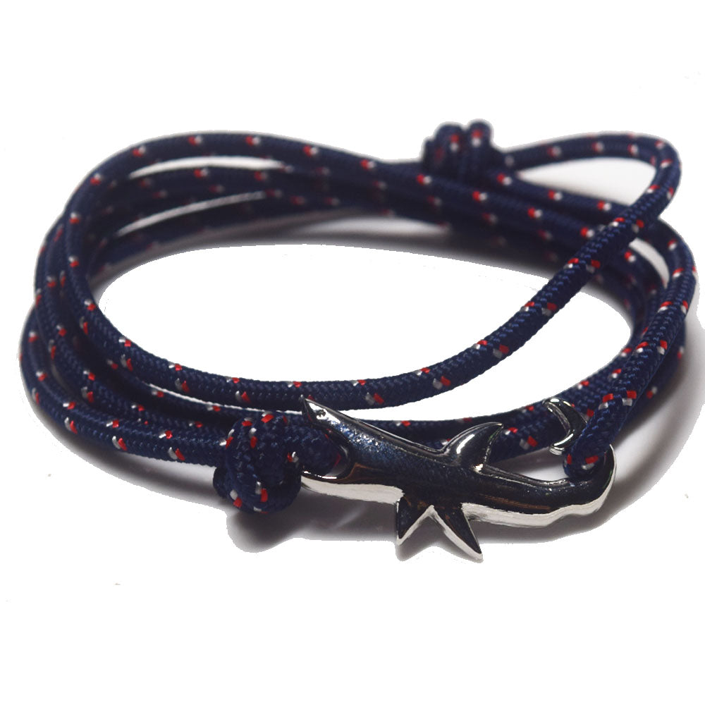 Hope Inspiration Nylon cord Shark charm bracelet handmade beach fashion jewelry Double Layers