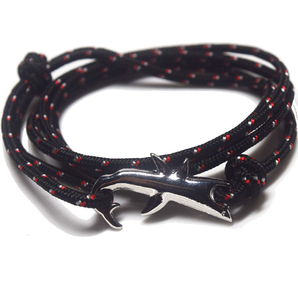 Hope Inspiration Nylon cord Shark charm bracelet handmade beach fashion jewelry Double Layers