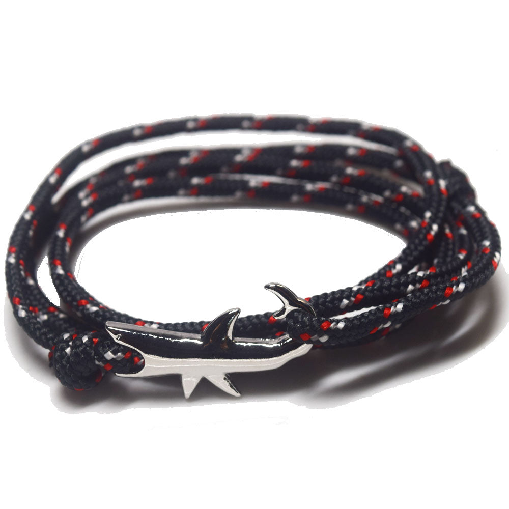 Hope Inspiration Nylon cord Shark charm bracelet handmade beach fashion jewelry Double Layers