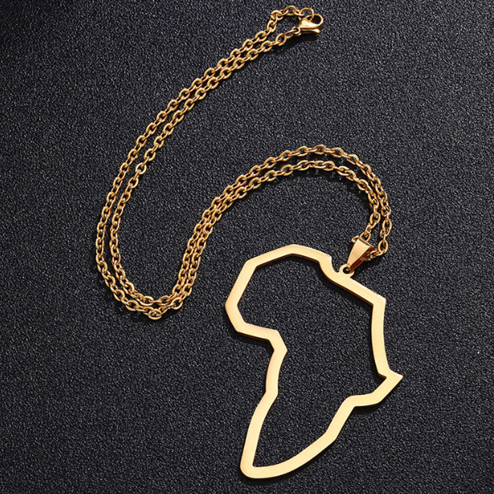 gold and silver plated stainless steel african map statement choker necklace jewelry