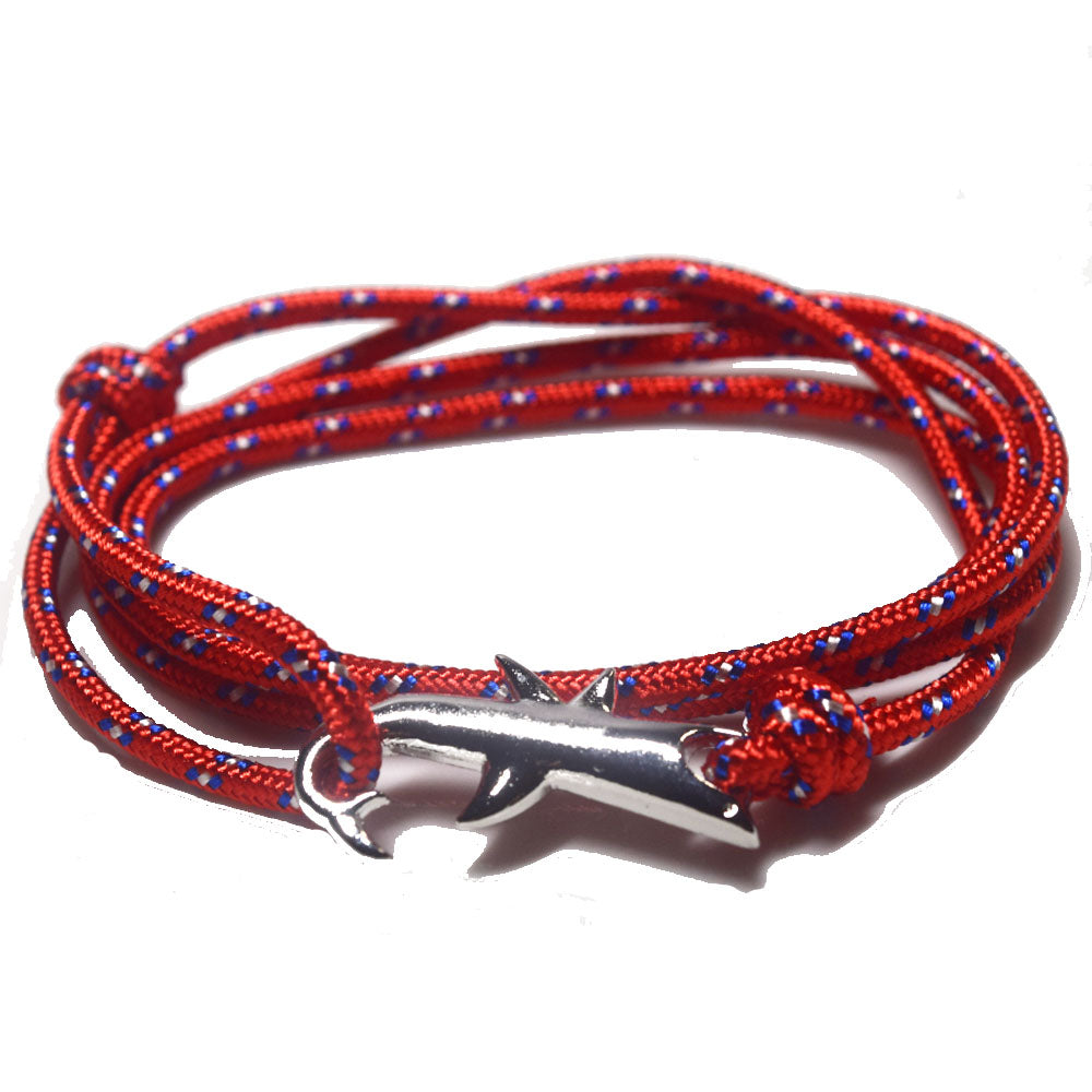 Hope Inspiration Nylon cord Shark charm bracelet handmade beach fashion jewelry Double Layers