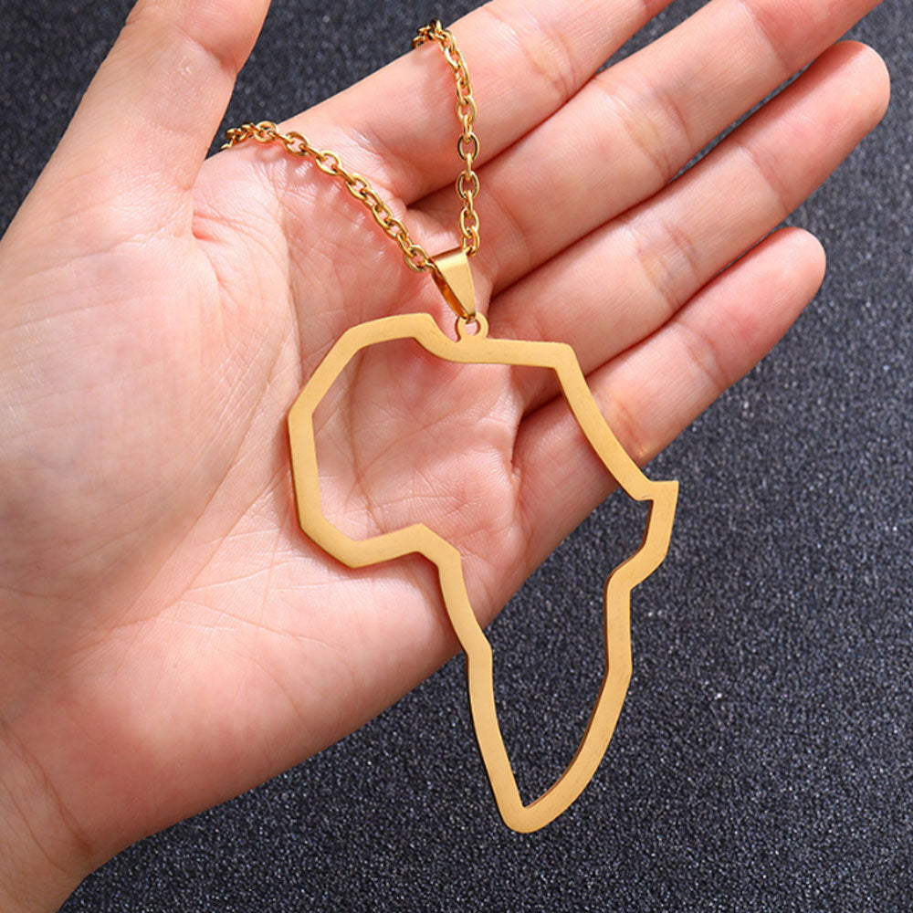 gold and silver plated stainless steel african map statement choker necklace jewelry