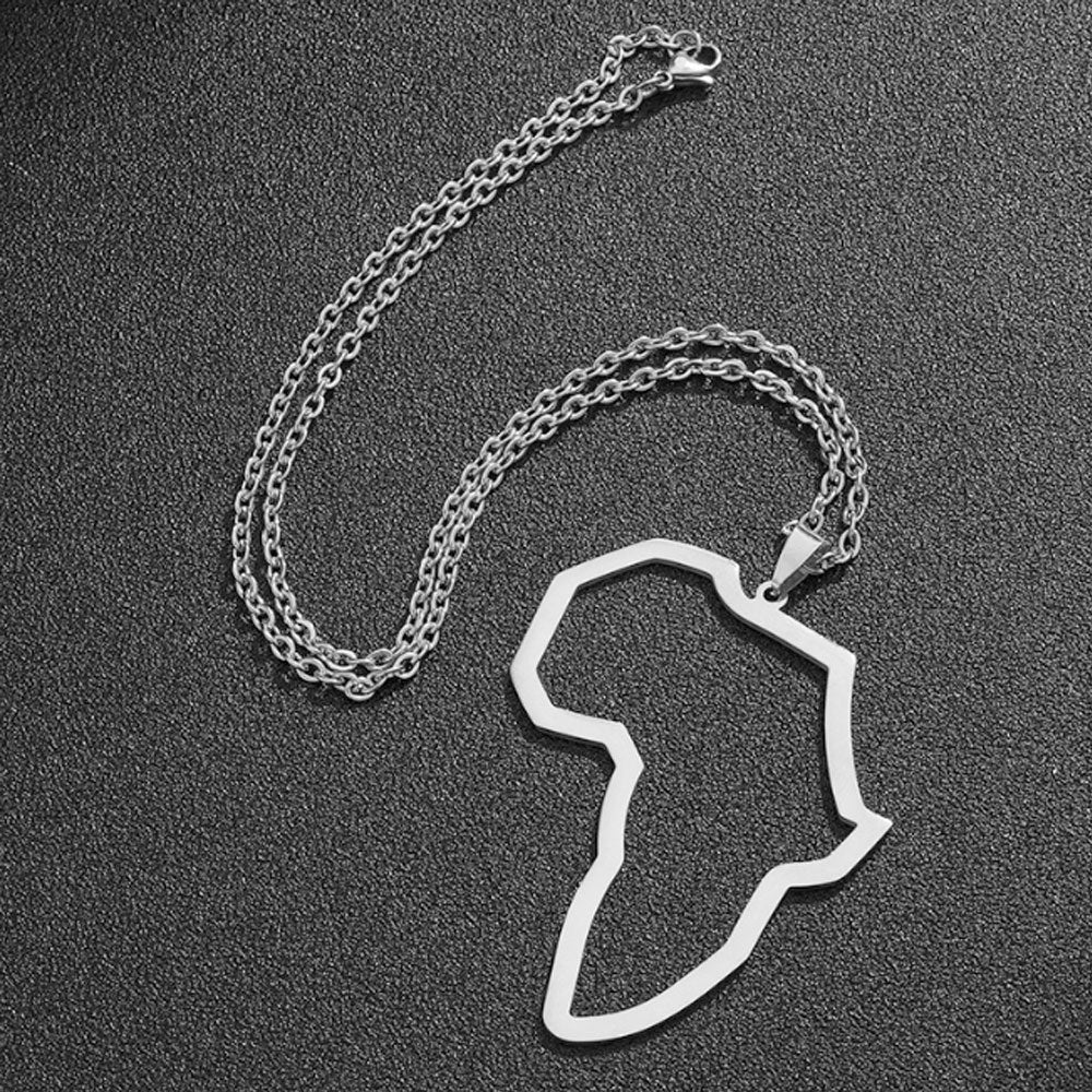 gold and silver plated stainless steel african map statement choker necklace jewelry