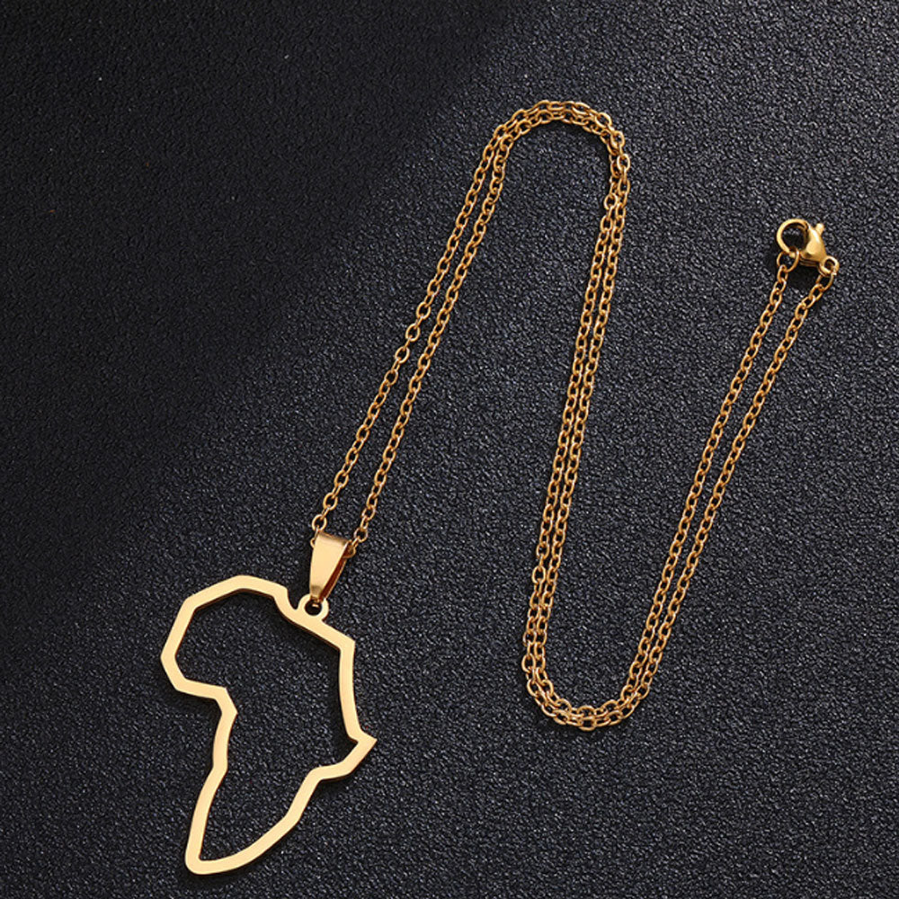 gold and silver plated stainless steel african map statement choker necklace jewelry