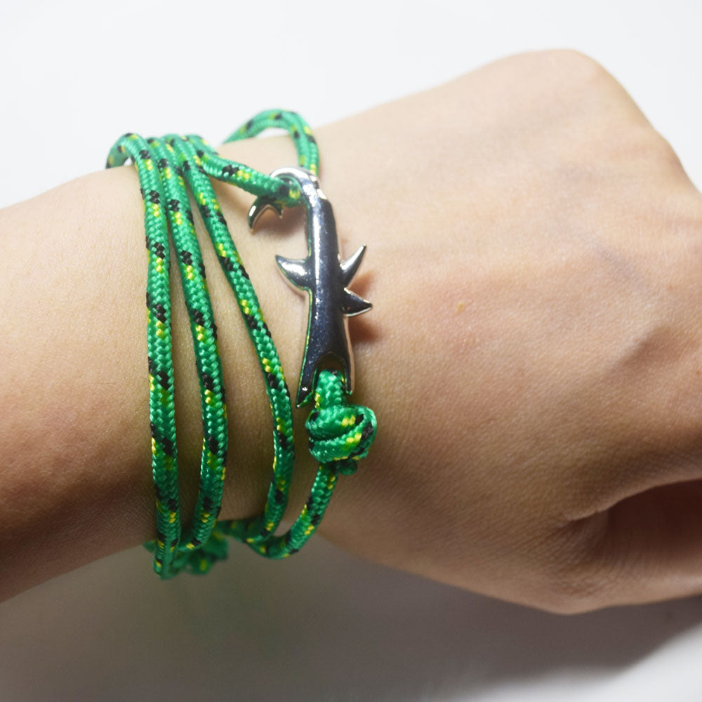 Hope Inspiration Nylon cord Shark charm bracelet handmade beach fashion jewelry Double Layers