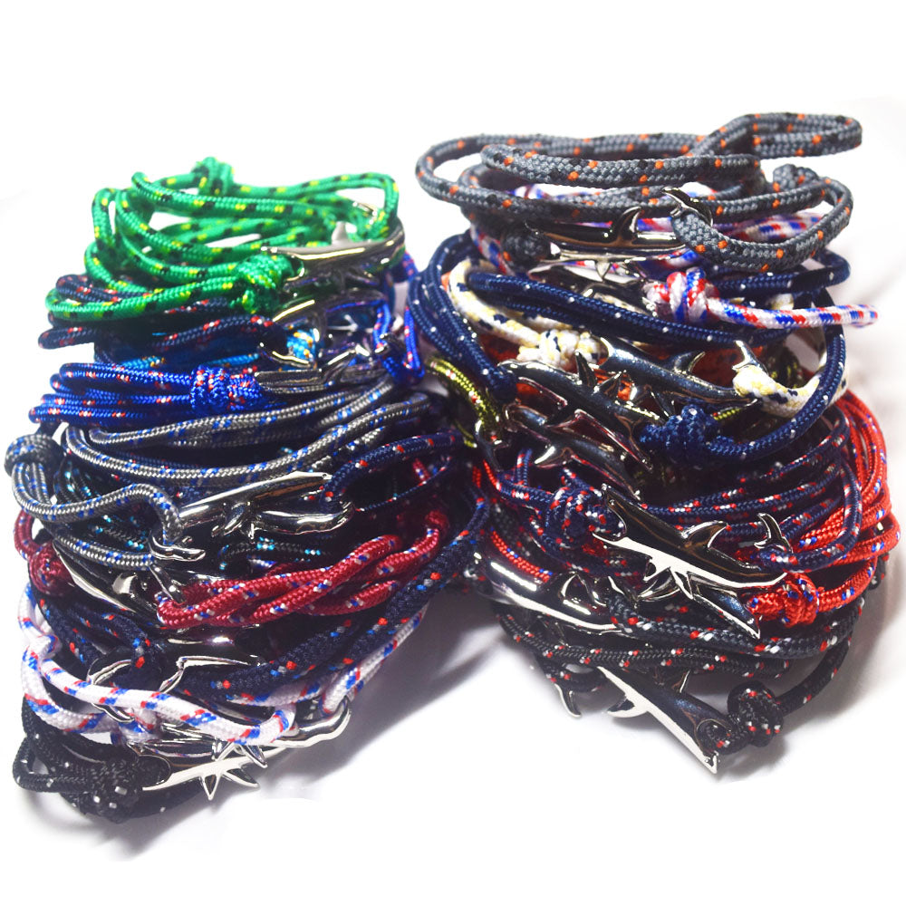 Hope Inspiration Nylon cord Shark charm bracelet handmade beach fashion jewelry Double Layers