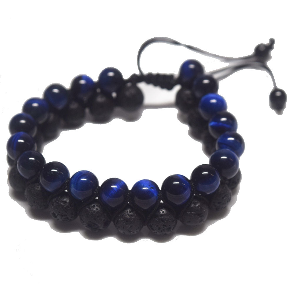 unique handmade healing natural gem- stones handmade 2 rows stone bracelet jewelry unisex adjustable men