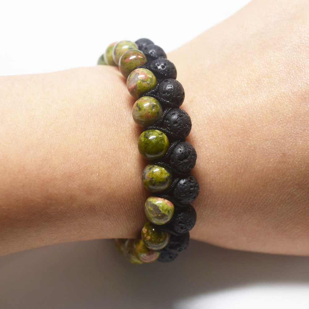 unique handmade healing natural gem- stones handmade 2 rows stone bracelet jewelry unisex adjustable men