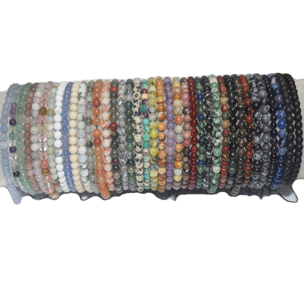 handmade fashion adjustable rich natural stone beads beaded 4mm stackable women and men hand bracelet jewelry bracelets