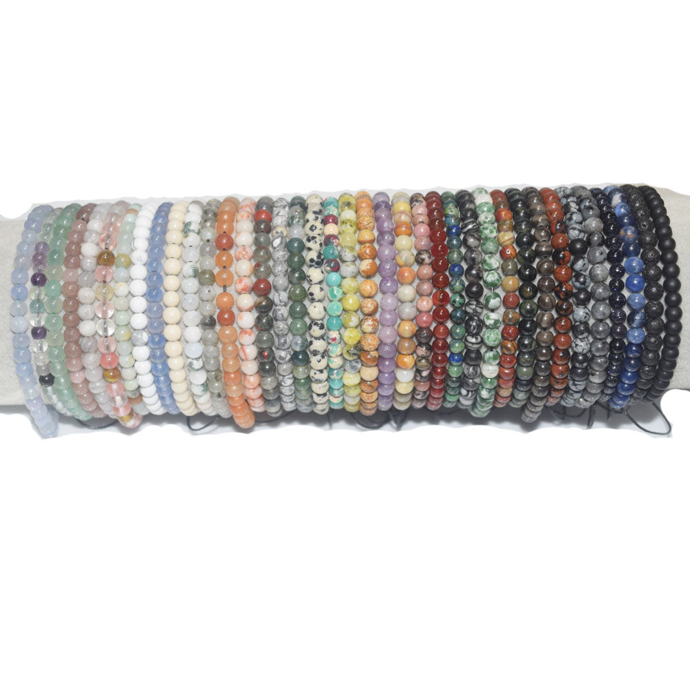 handmade fashion adjustable rich natural stone beads beaded 4mm stackable women and men hand bracelet jewelry bracelets