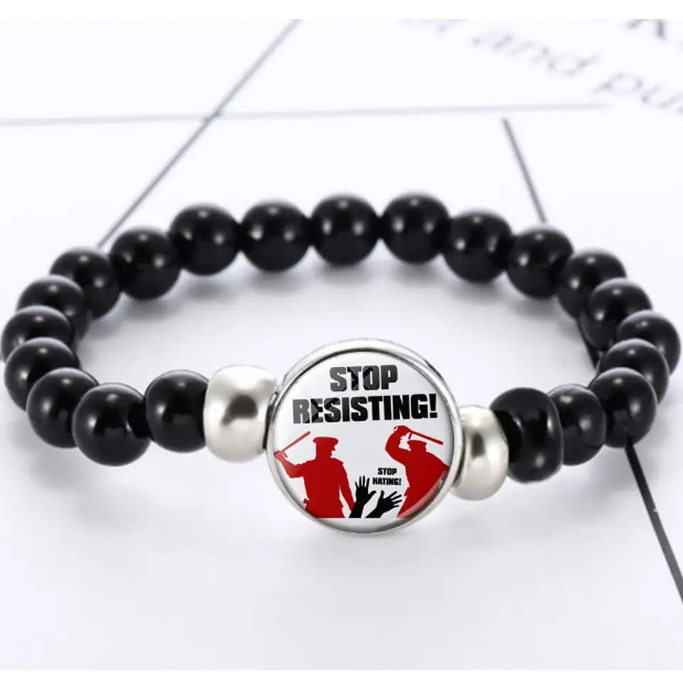 wholesale Acrylic beads beaded black lives matter charm bracelets wristband accessories China Manufacturer Supplier