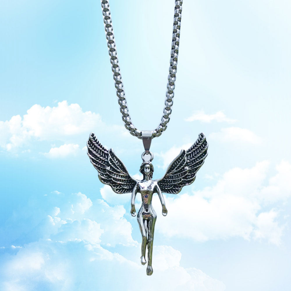 goth brass alloy angle wing gun robert cross dollar tree of life charm pendant necklace stainless steel chain jewelry