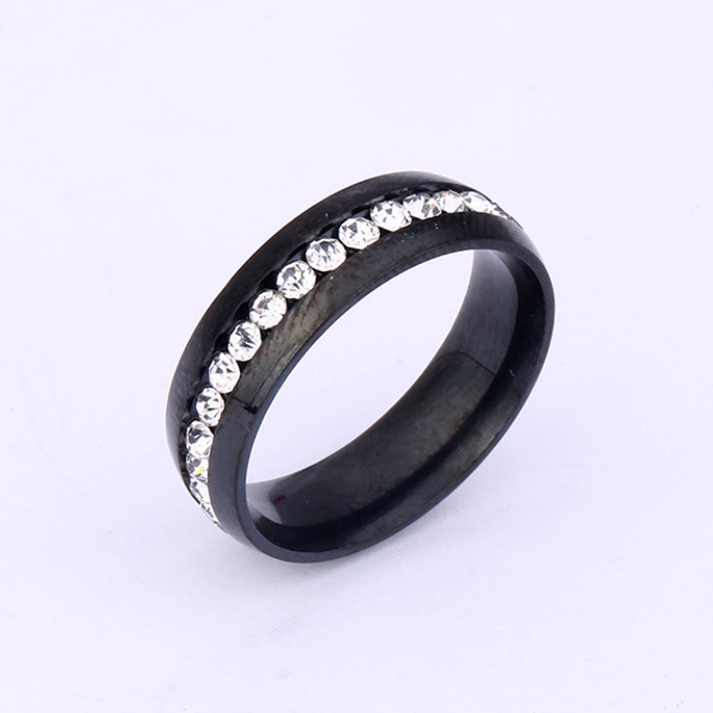 stainless steel rhinestone zircon beads iced out inlay dainty finger rings jewelry for women and men