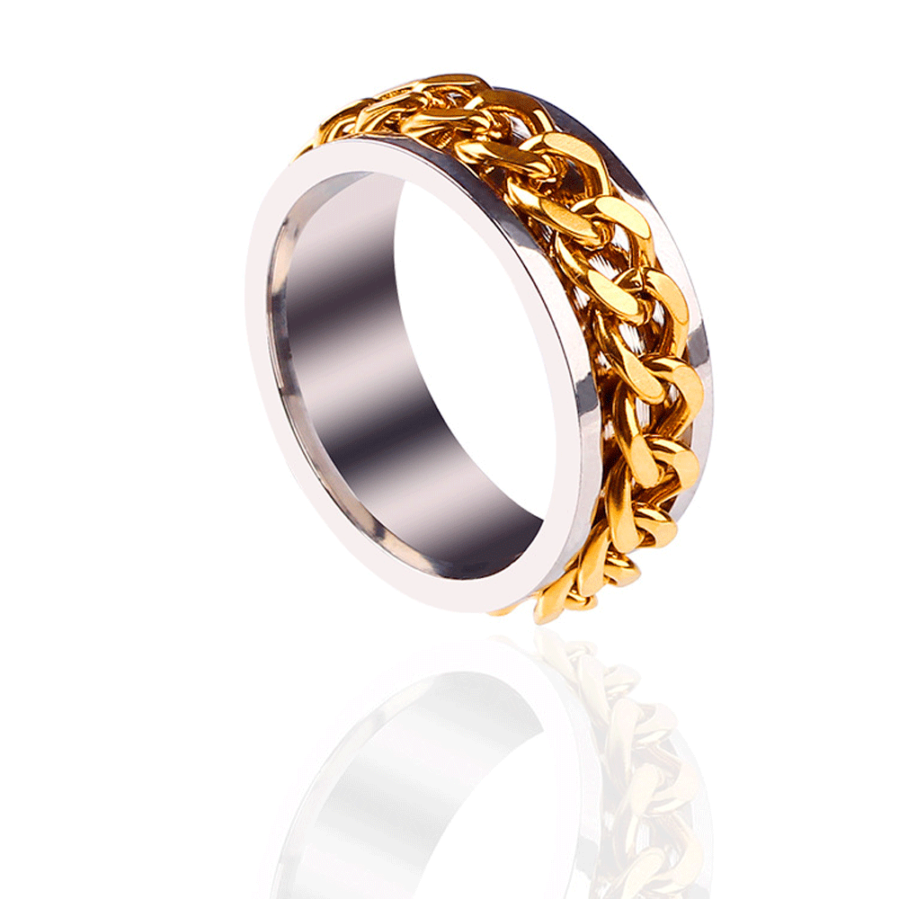 punky 8mm stainless steel rotating spinner chain finger ring men classic spin rings rotatable