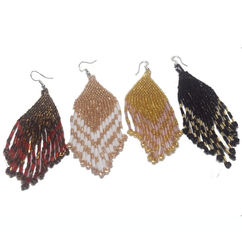 boho glass rice seed beads beaded fringe tassel earring statement dangle tassels earrings women jewelry distributors