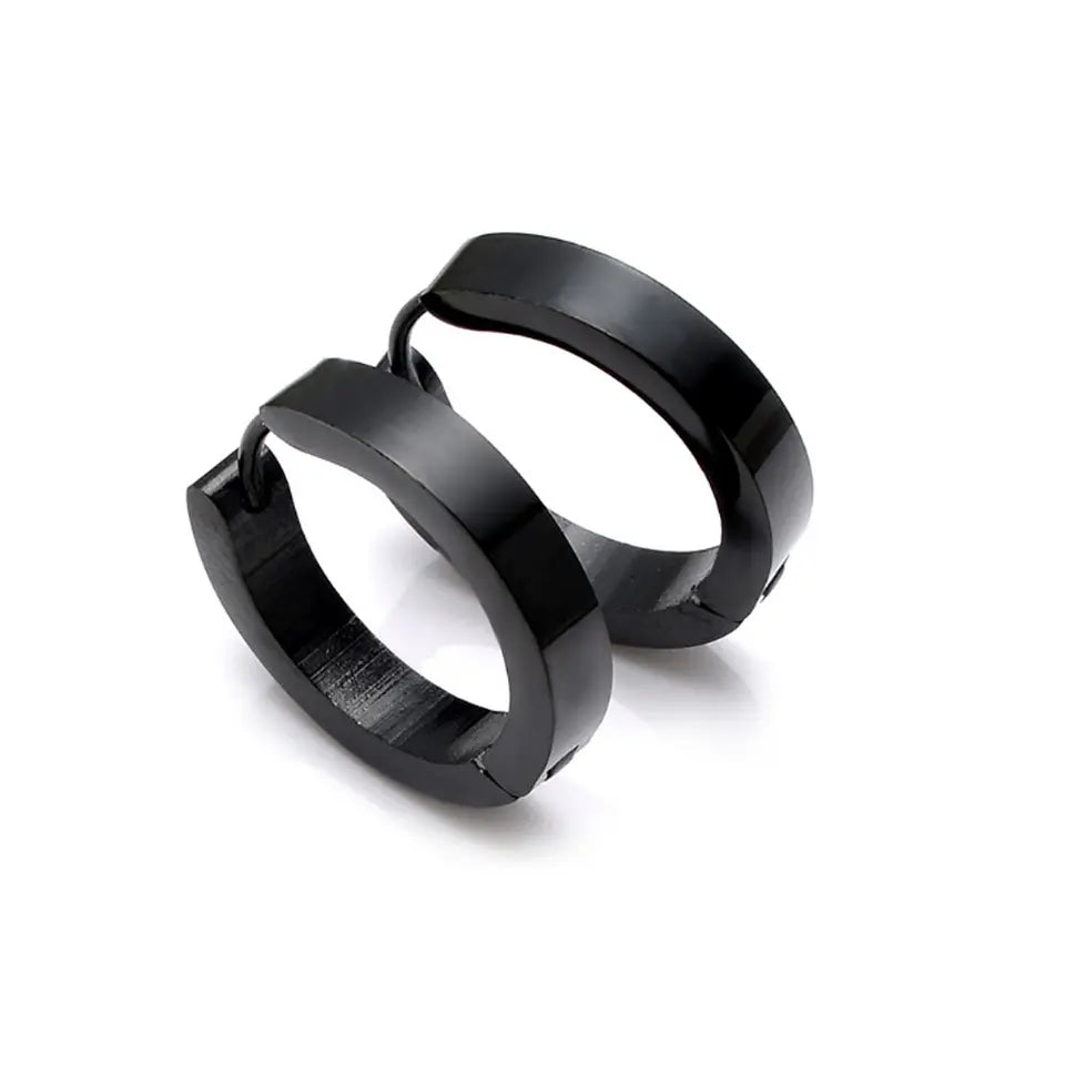 wholesale trendy stainless steel 18k gold 4mm wide flat edge 12mm in inner diameter earring unisex for men and women