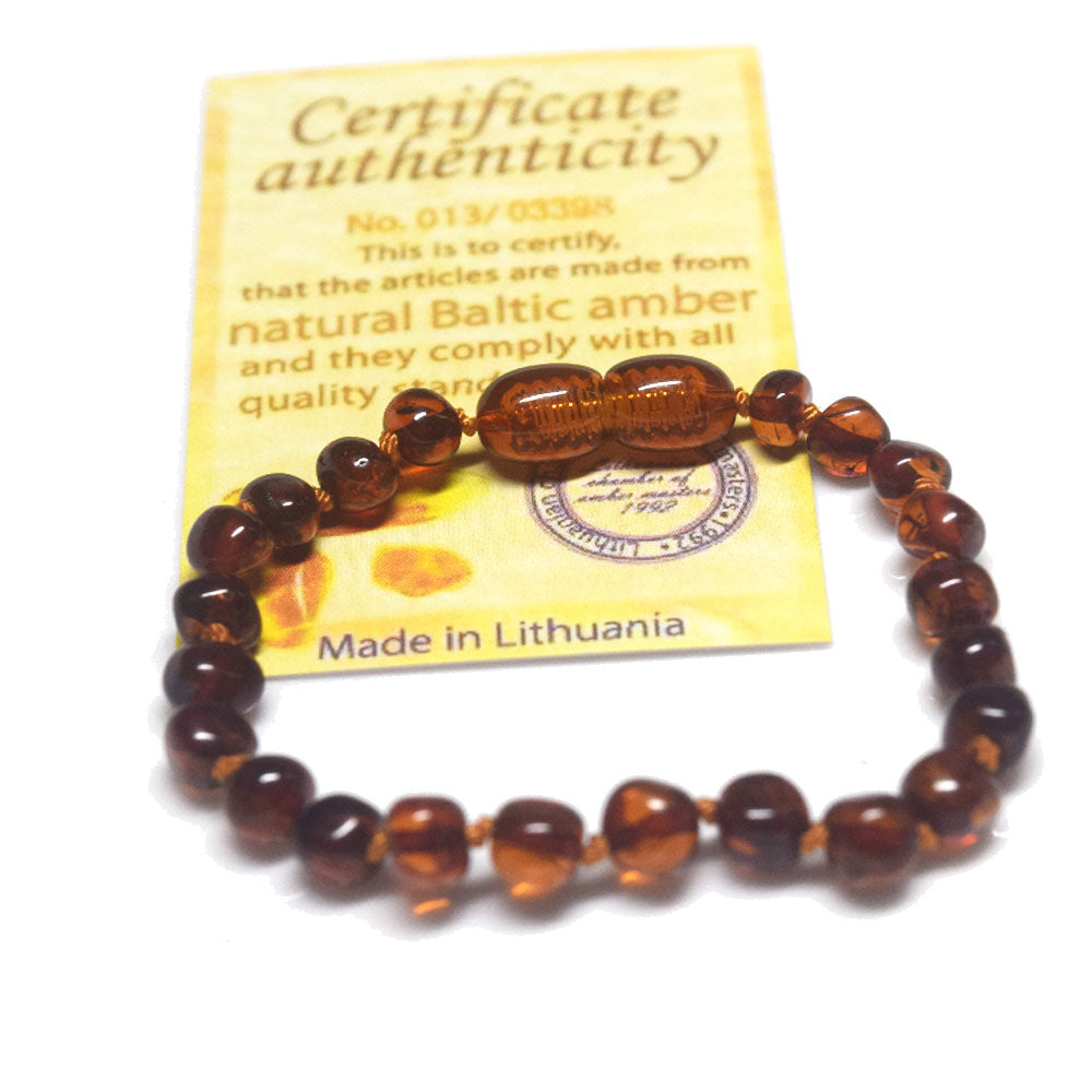 Kid Shinning Finish Real baltic Amber Teething Baby Bracelet Jewelry Wholesale