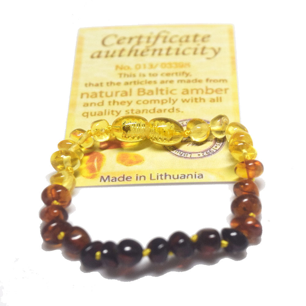 Kid Shinning Finish Real baltic Amber Teething Baby Bracelet Jewelry Wholesale