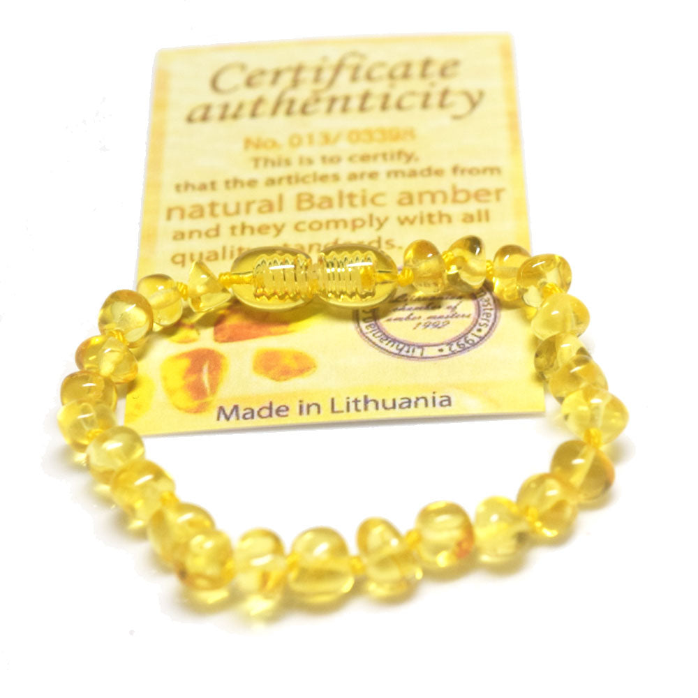 Kid Shinning Finish Real baltic Amber Teething Baby Bracelet Jewelry Wholesale