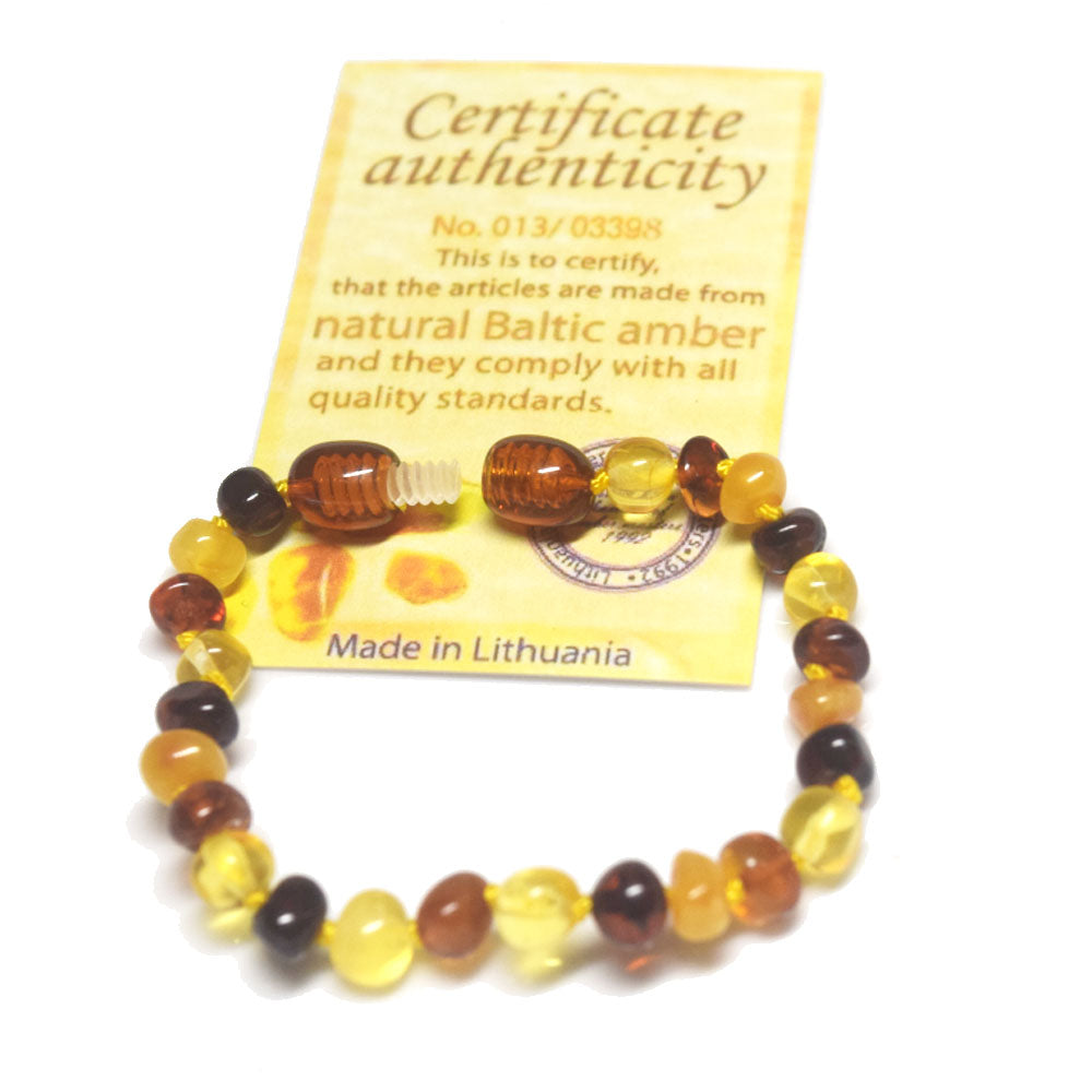 Kid Shinning Finish Real baltic Amber Teething Baby Bracelet Jewelry Wholesale