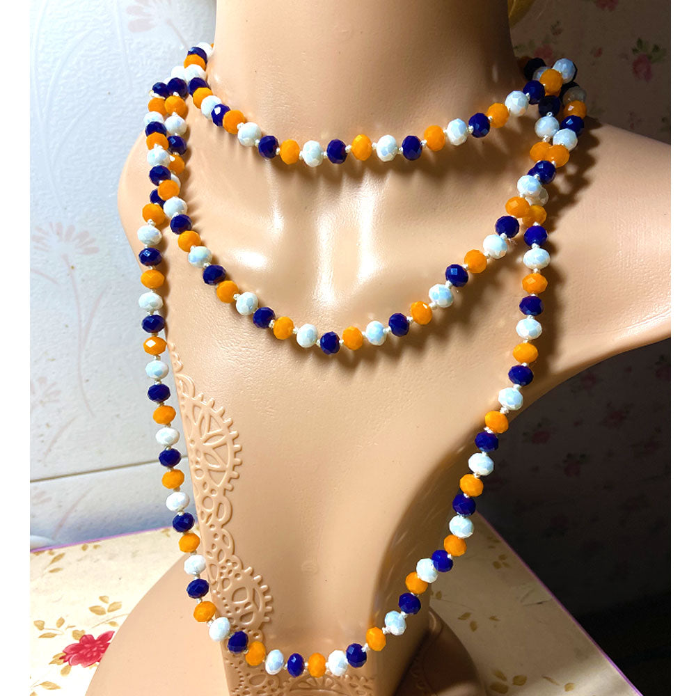 60 inches crystal bead beaded layered necklace women tropical bohemian