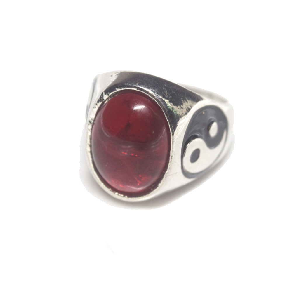 brass alloy with precious crystal natural stone yinyang ring men finger rings jewelry