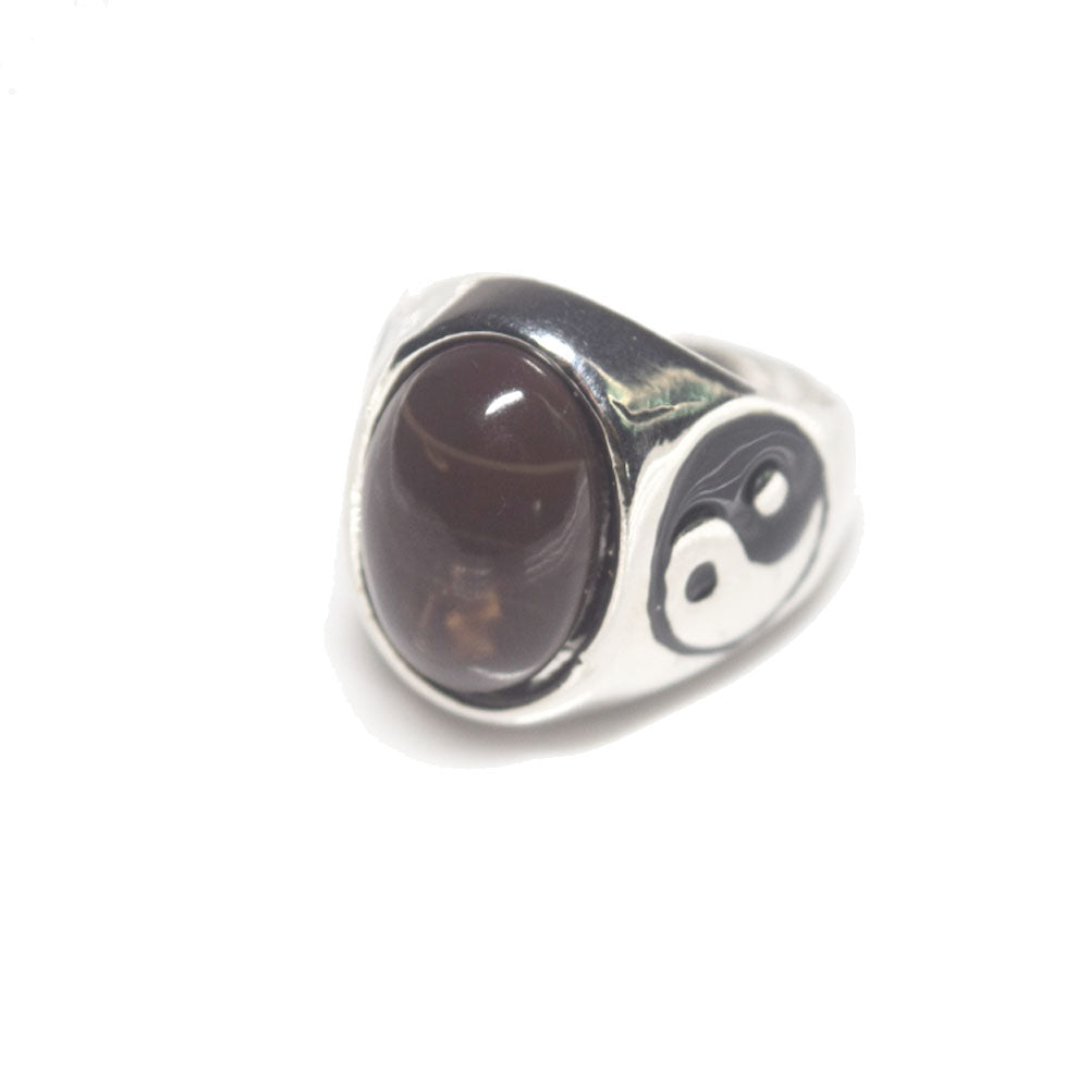 brass alloy with precious crystal natural stone yinyang ring men finger rings jewelry