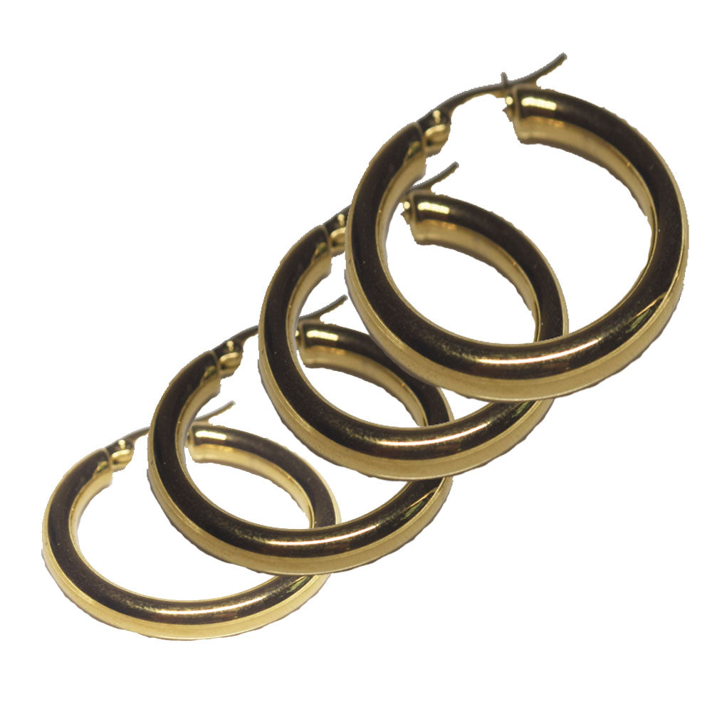 blank 4mm thick 18k gold plated hollow stainless steel hoop huggie dangle earring unisex 2 3 4 5 6cm are optional