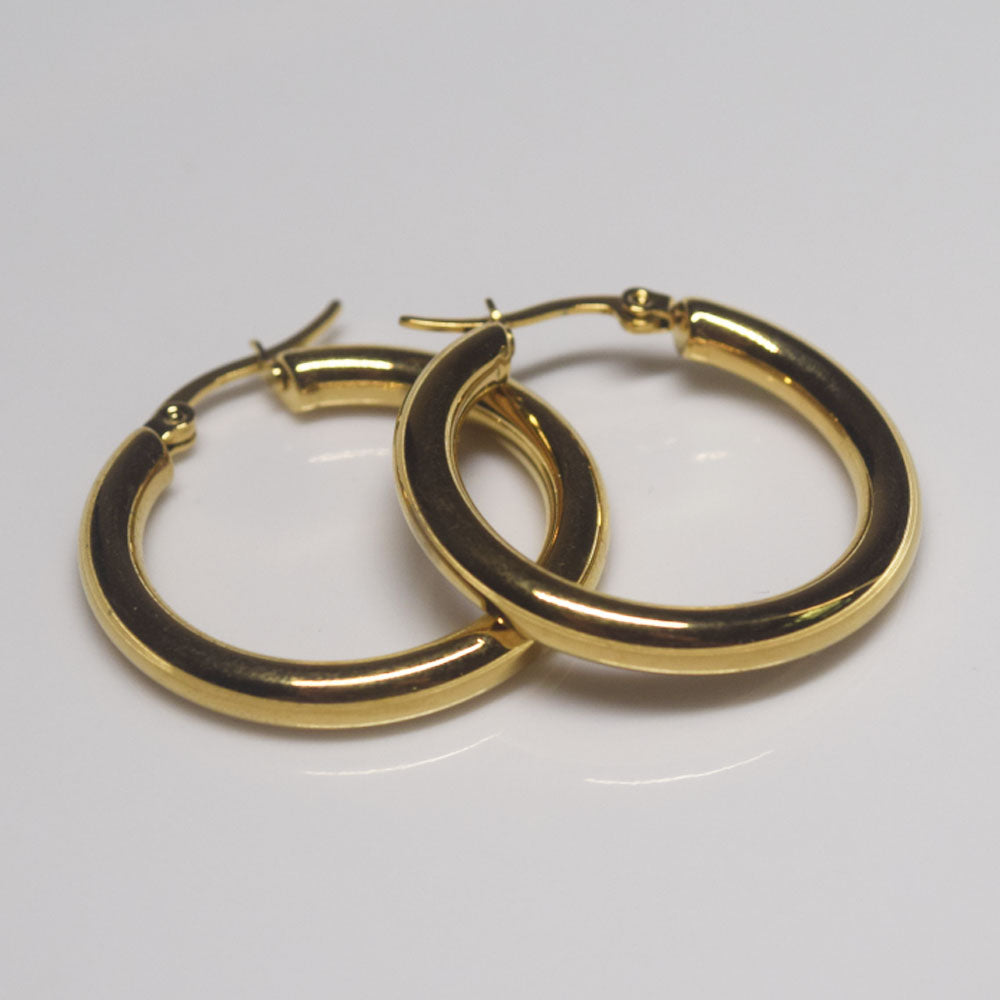 blank 4mm thick 18k gold plated hollow stainless steel hoop huggie dangle earring unisex 2 3 4 5 6cm are optional