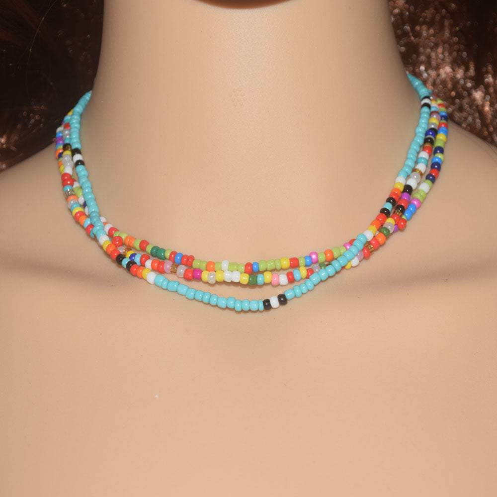 popular handmade summer hawaii colorful boho shot glass bead choker necklace rich colors women friendship necklace jewelry
