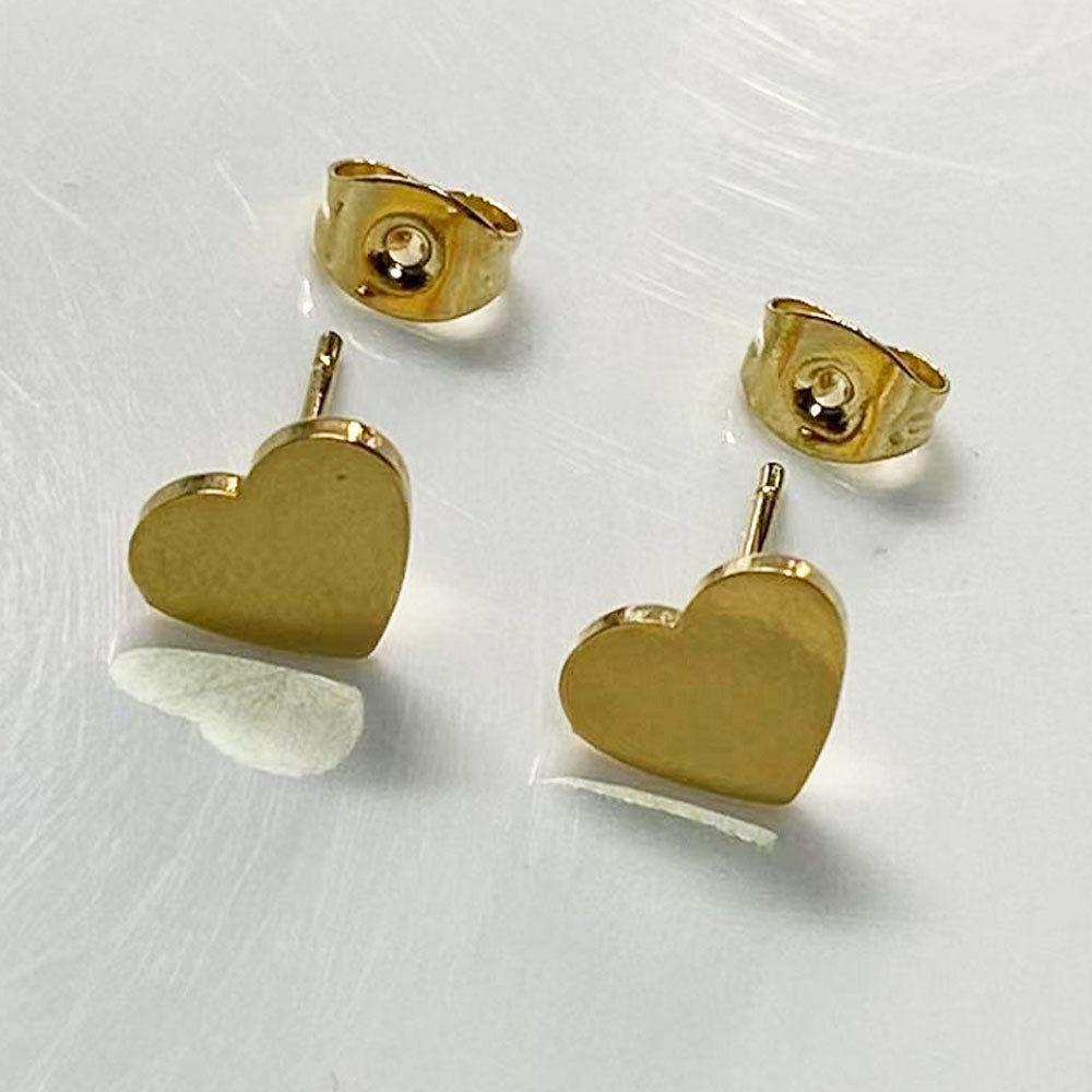 Summer wholesale bulk gold surgerical stainless steel Korean women fashion simple heart charm earrings stud earring jewelry