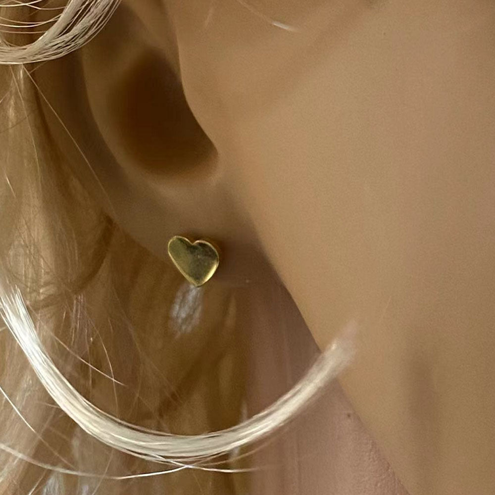 Summer wholesale bulk gold surgerical stainless steel Korean women fashion simple heart charm earrings stud earring jewelry