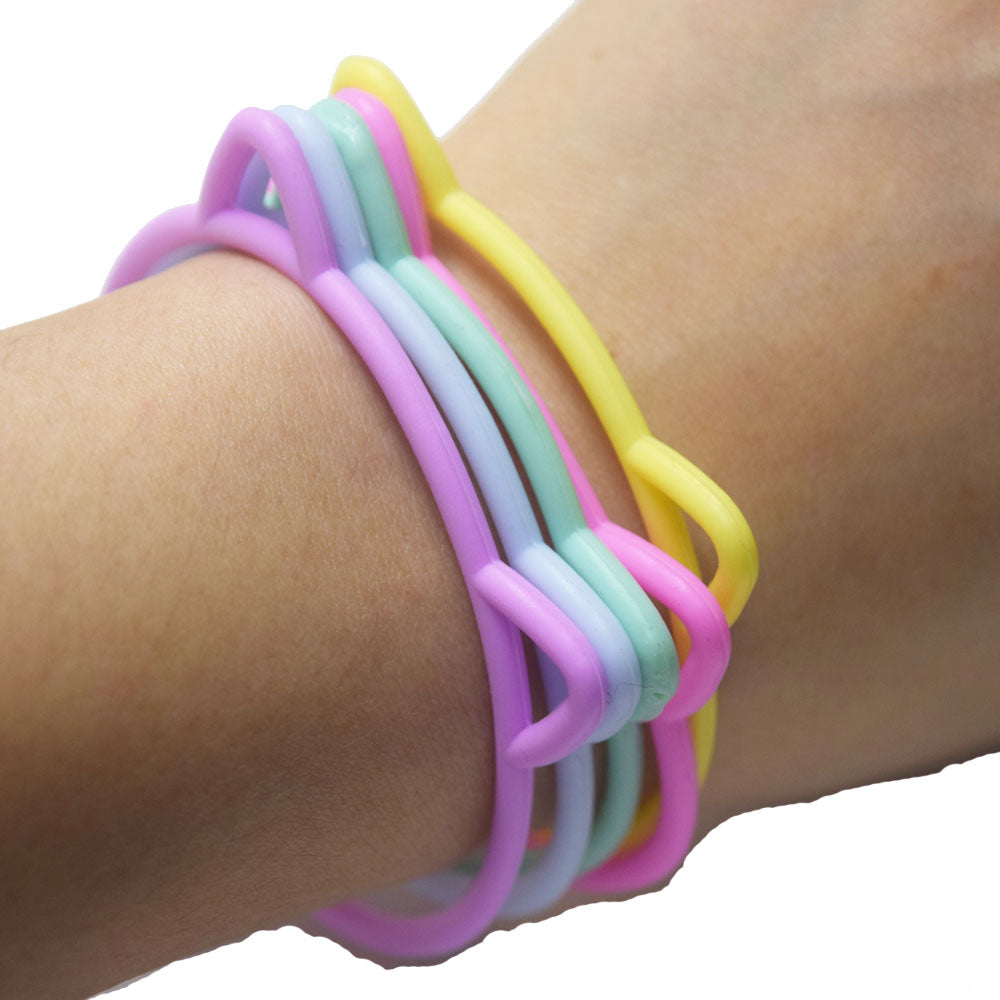 fashion trendy silicone rubber hair tie band jewelry bracelet with cat and unicorn ears charm bracelets