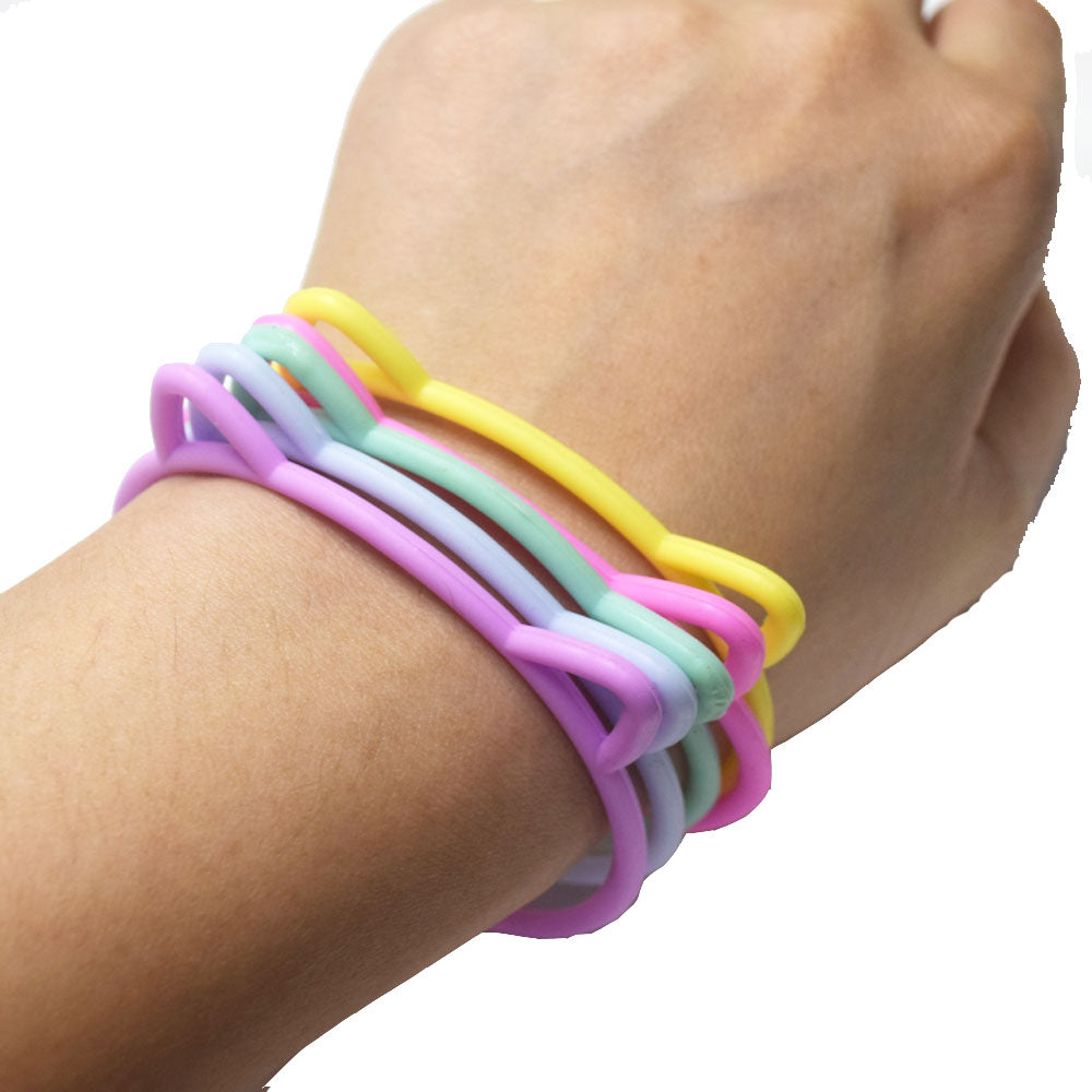 fashion trendy silicone rubber hair tie band jewelry bracelet with cat and unicorn ears charm bracelets