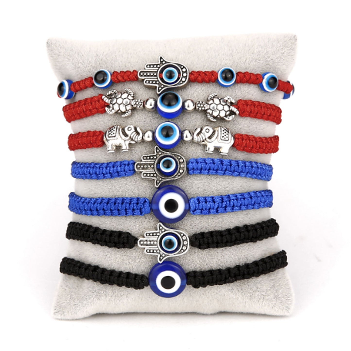 men's fashion handmade d-evil eye hamsa hand elephant bracelet adjustable lucky red black blue string rope woven bracelet
