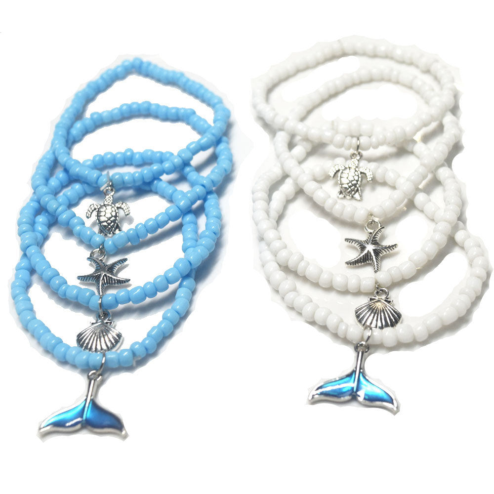 custom bohemian colorful elastic vacation sea beach surfing turtle seashell maermaid conch shell bracelet jewelry bracelets