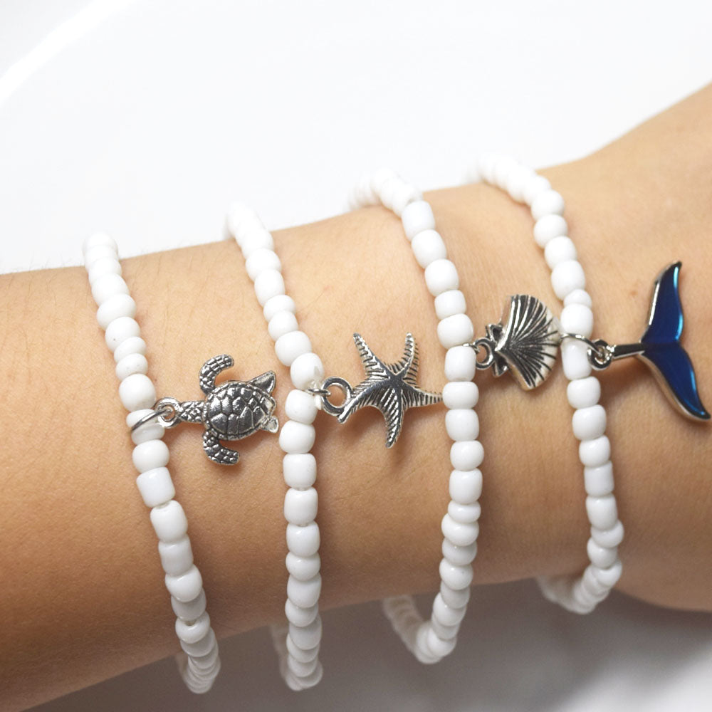 custom bohemian colorful elastic vacation sea beach surfing turtle seashell maermaid conch shell bracelet jewelry bracelets