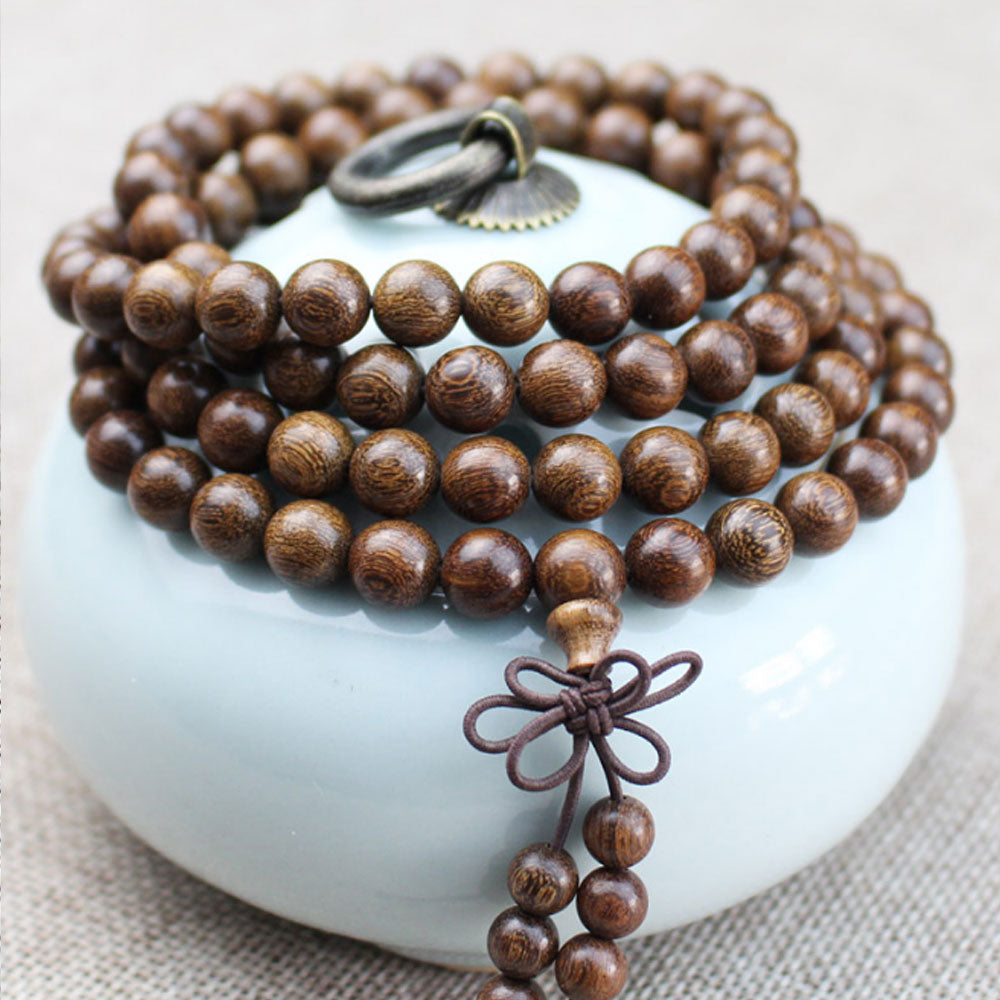 Handmade Jewelry natural golden sandalwood 108 mala prayer wooden beads Buddhist bead Wood Meditation Necklace Bracelet
