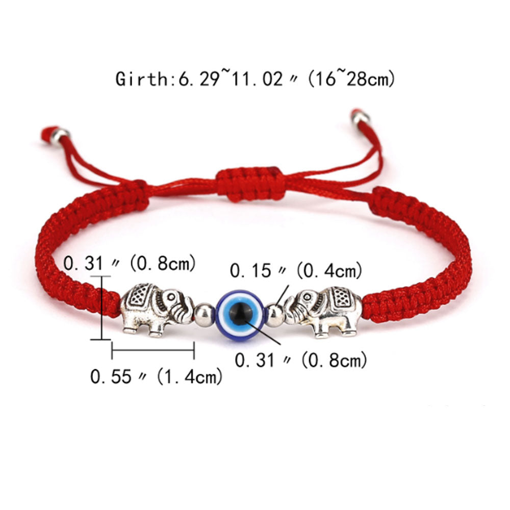 men's fashion handmade d-evil eye hamsa hand elephant bracelet adjustable lucky red black blue string rope woven bracelet