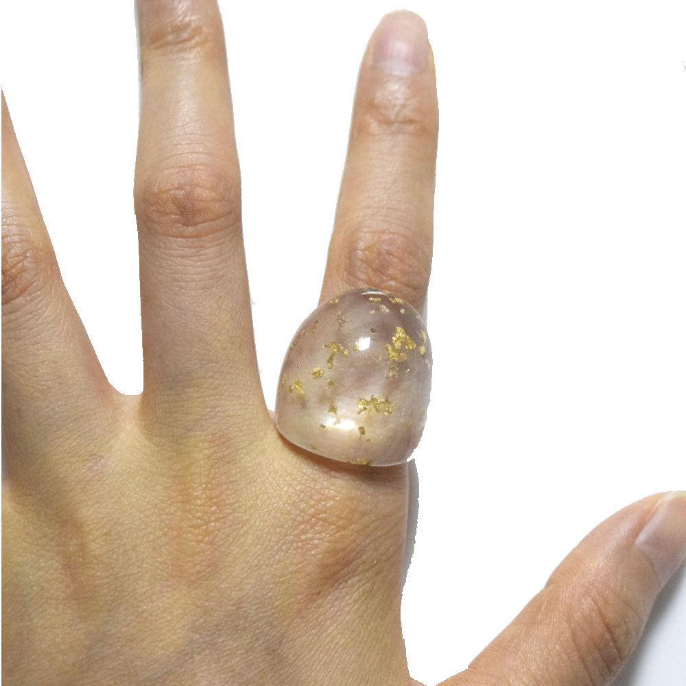 Korean style punk design plastic acrylic resin clear glitter finger ring women kids rings jewelry unisex