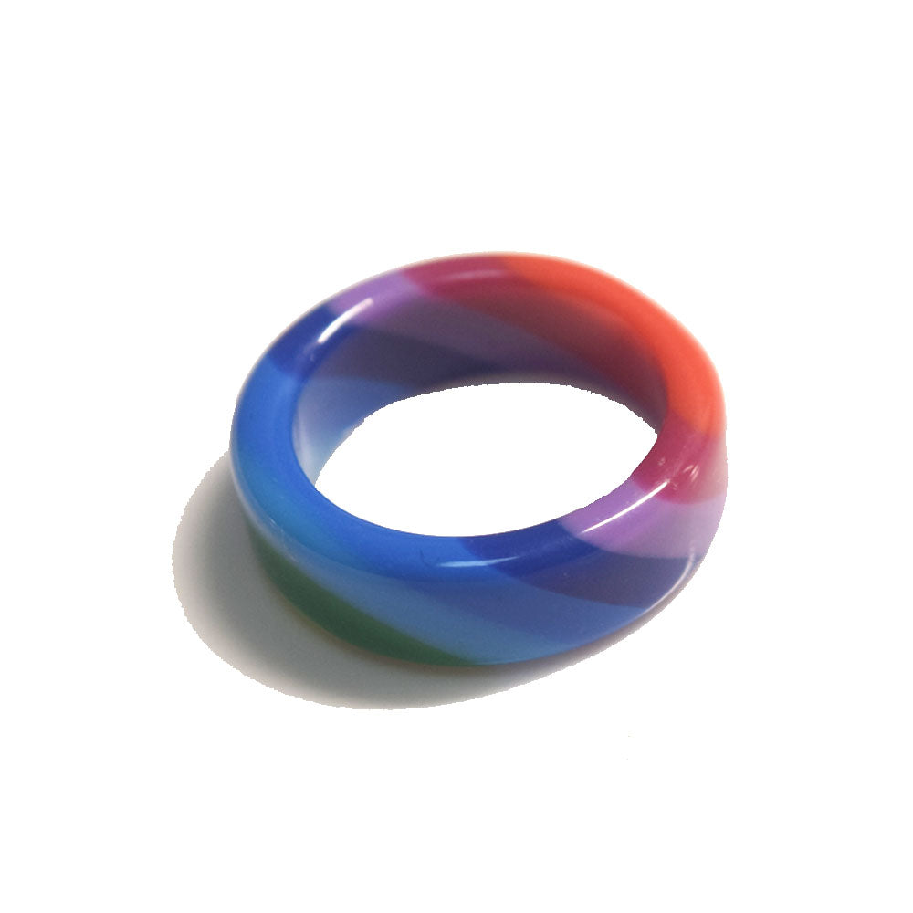 Korean style punk design plastic acrylic resin rainbow color finger ring women kids rings jewelry unisex