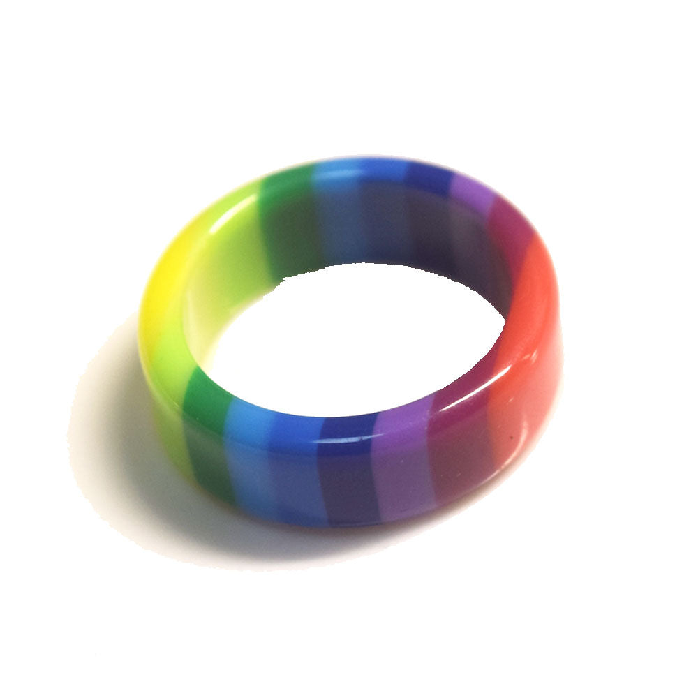 Korean style punk design plastic acrylic resin rainbow color finger ring women kids rings jewelry unisex