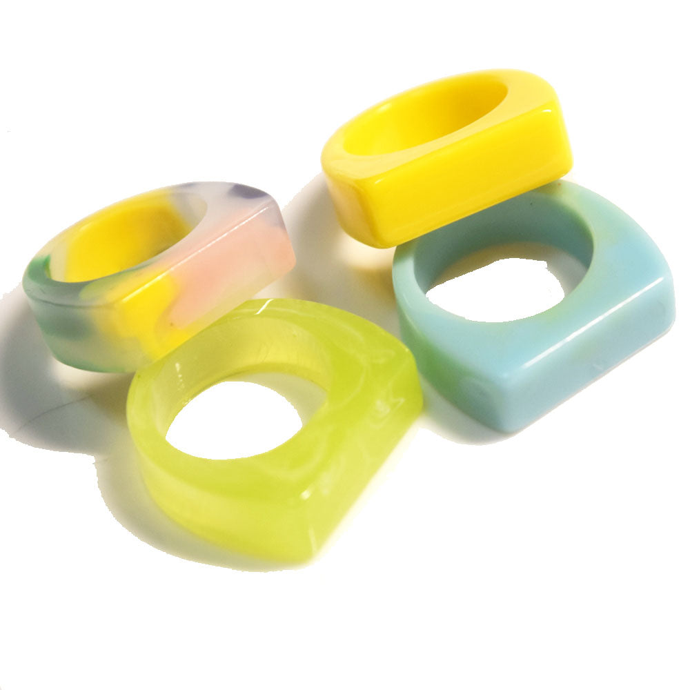 Korean style Classic punk design plastic acrylic resin finger ring women kids rings jewelry unisex