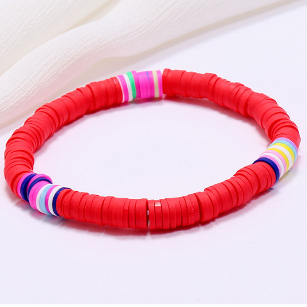 handmade fashion soft polymer clay disc bead bracelet jewelry