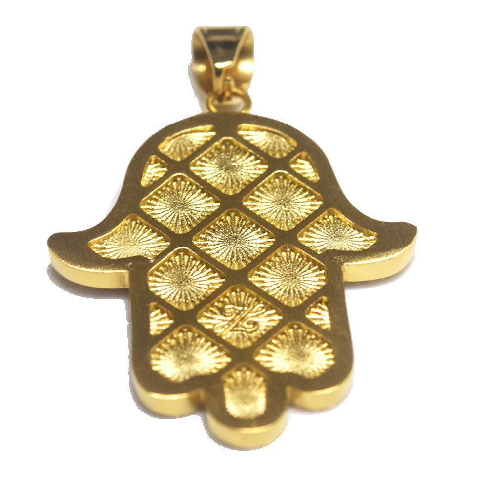 fashion trendy men's stainless steel zircon beads hand of fatima charm pendant necklace women and men hip hop jewelry