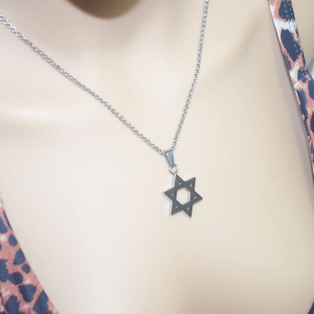 menorah david's stainless steel fashion trendy men's Jewish Star of David pendant necklace jewelry men and women